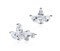 Leaf Shaped CZ Stones Stud Earring STS-2964